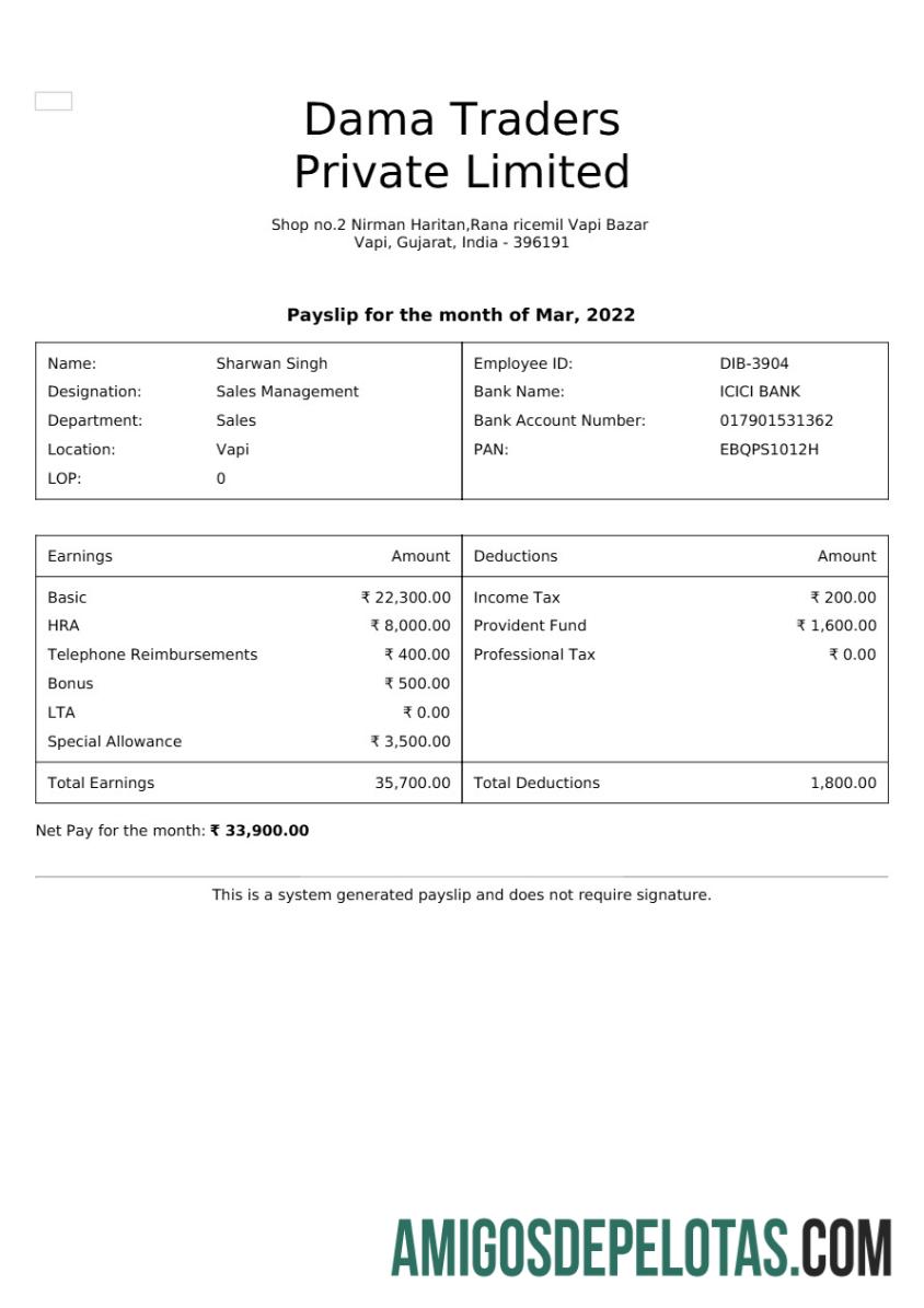 Para download Modelo de recibo de pagamento Dama Traders em formatos Word e PDF.pdf, 1